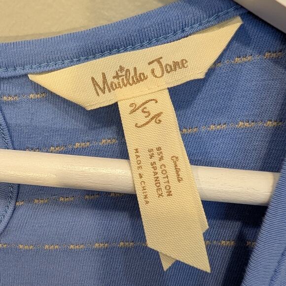 Matilda Jane Dress Exploration Knee Length Blue Stripe Coastal Chic - Size S - Picture 6 of 6